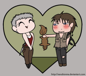 Carol and Daryl Chibi Valentine by nasubionna on deviantart